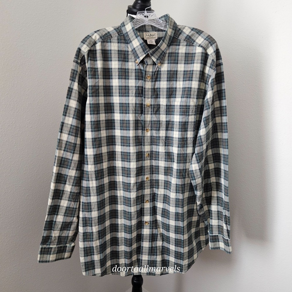 VTG Y2K L.L. Bean Scotch Plaid Shirt Button-Down Cotton Men sz XL-Tall